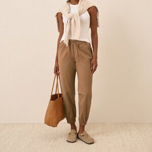 pact Organic Stretch Poplin Jogger Pants XL Brown Sugar Casual Pull-On Stretch